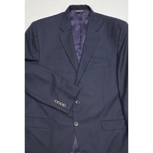 Jack Victor Vince 4 Von Maur Navy Super 100s Wool Birdseye Weave Sport Coat 46L